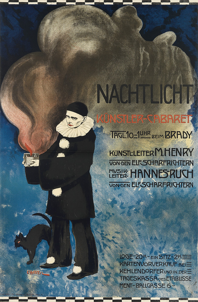 CARL LEOPOLD HOLLITZER (1874-1942). NACHTLIGHT / KUNSTLER - CABARET. 1906. 37x24 inches, 95x63 cm. Gesellschaft fur Graphische Industri